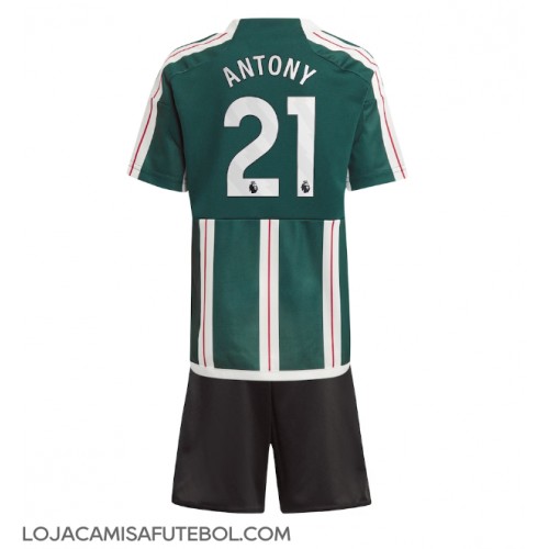 Camisa de Futebol Manchester United Antony #21 Equipamento Secundário Infantil 2023-24 Manga Curta (+ Calças curtas)